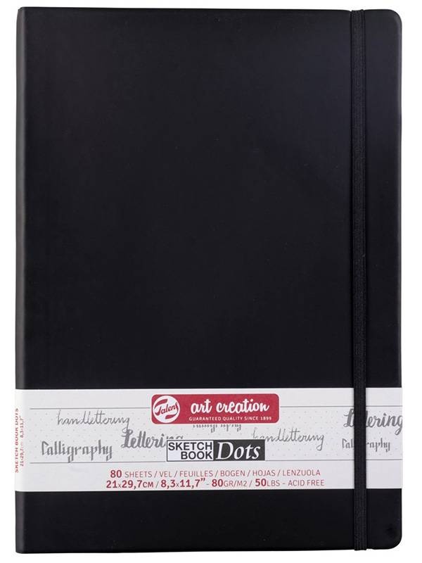 Caiet de schite Art Creation Dots Black 80g/mp (Marime: 9 x 14cm (portrait))