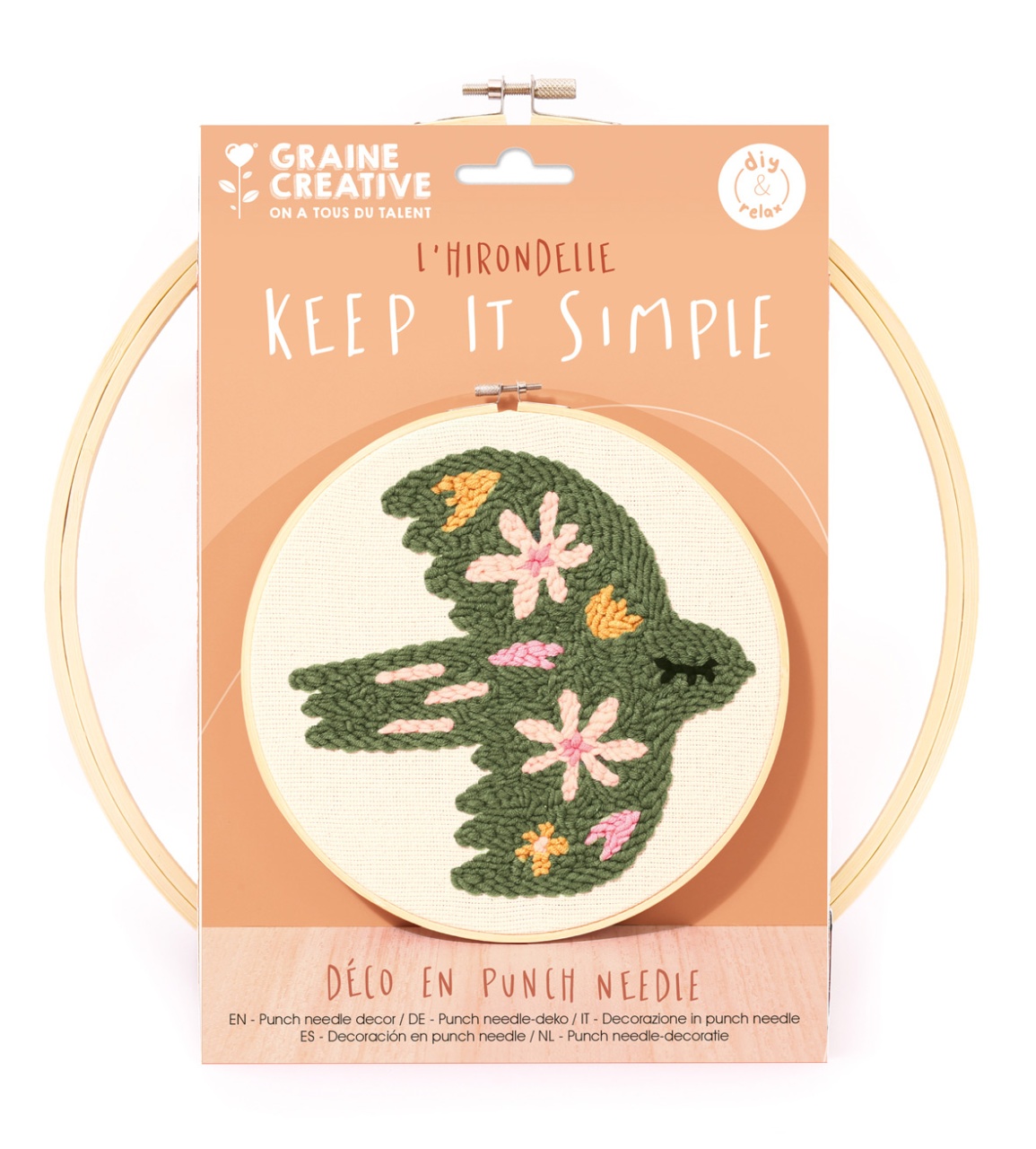 Kit de broderie, model line art pasare, Graine Creative 420224