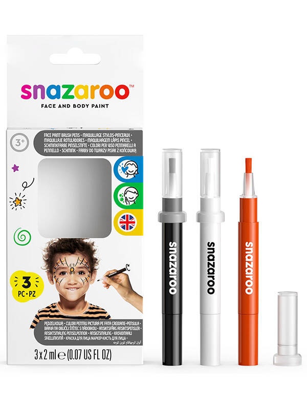 Markere cu pensula pentru bodypainting set 3 bucati Snazaroo 1180142