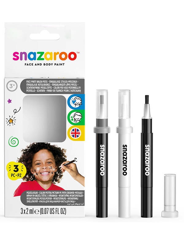 Markere cu pensula pentru bodypainting set 3 bucati Snazaroo 1180156