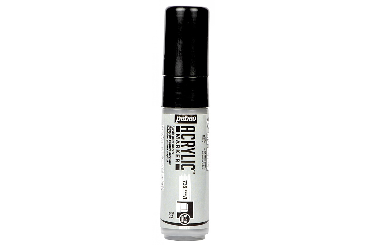Markere Pebeo cu Vopsea Acrilica Multisuprafete Varf 5 - 15 mm mm (Culori Marker acrylic Pebeo: 35 Matt Grey)