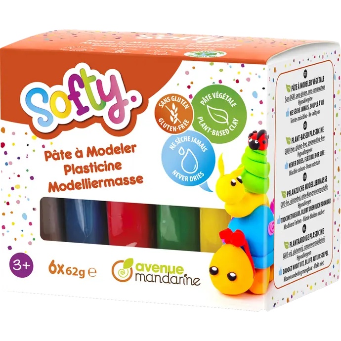 Plastilina moale Softy pentru copii Sortiment 6 x 62g SO0870006K01C