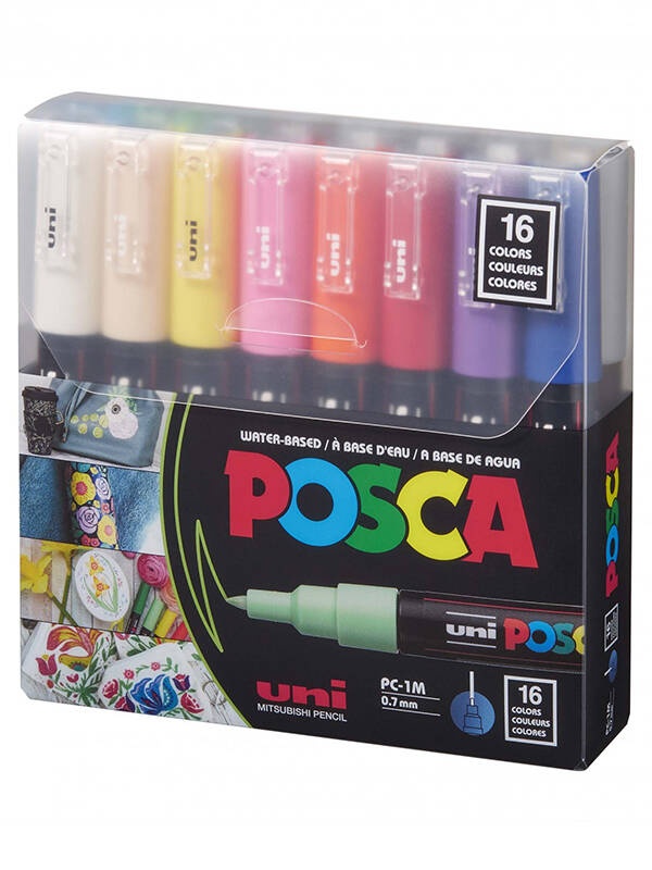 Set 16 markere PC-1M 0.7 mm Uni Posca M1477