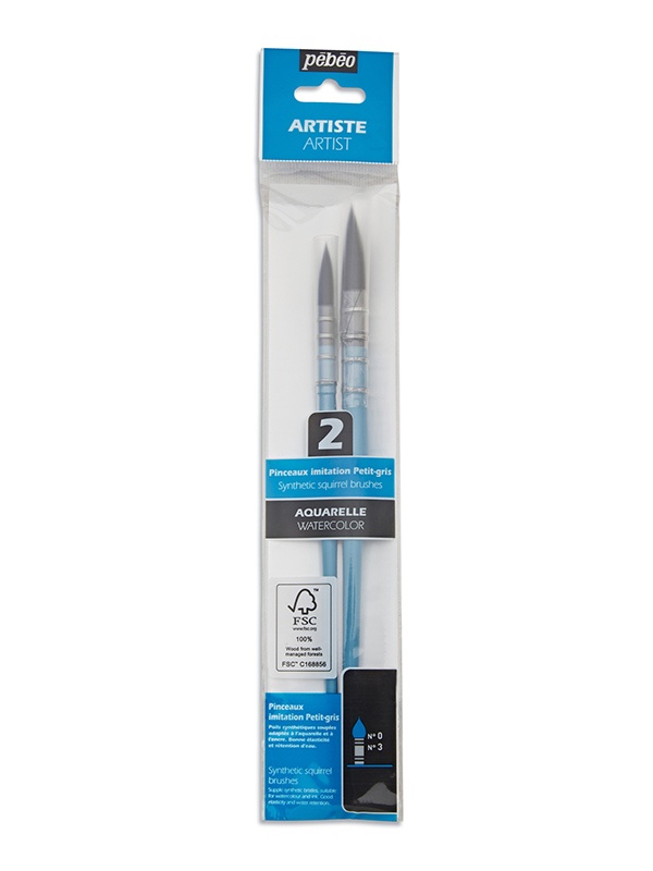 Set 2 pensule acuarela, par sintetic, varf mop Pebeo 952204