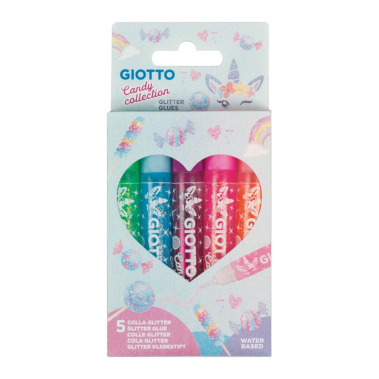 Set 5 Tuburi Lipici cu Sclipici Candy Giotto 546900