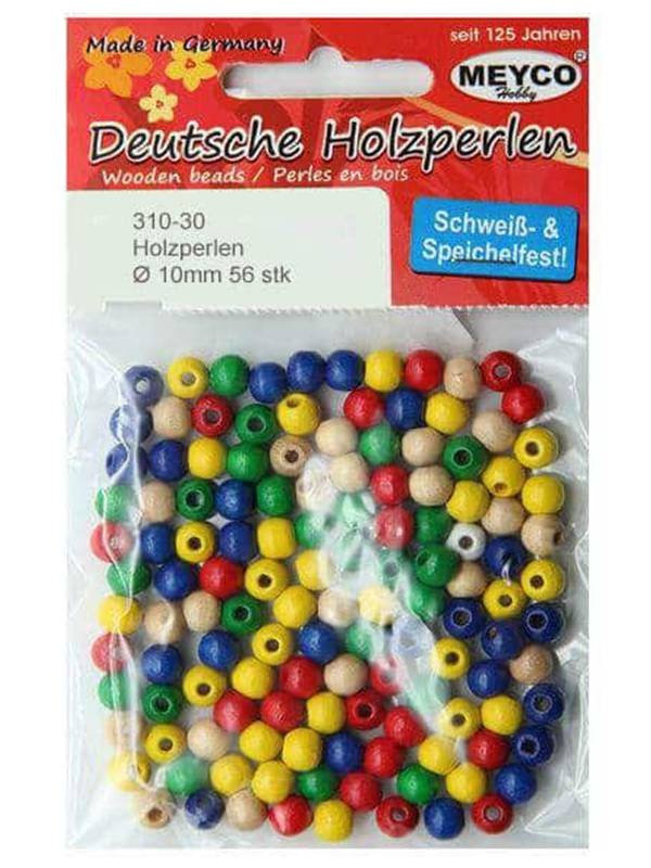 Set 56 margele din lemn, diametru 10mm Meyco (Culoare margele Meyco: Galben-Auriu)