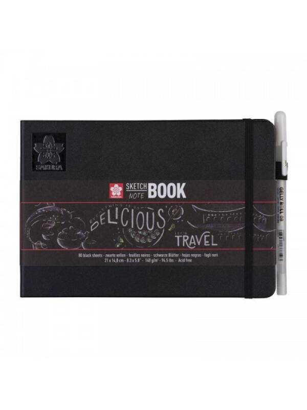 Sketch/note book 21x14.8 cm 80 file hartie neagra Sakura 94141004