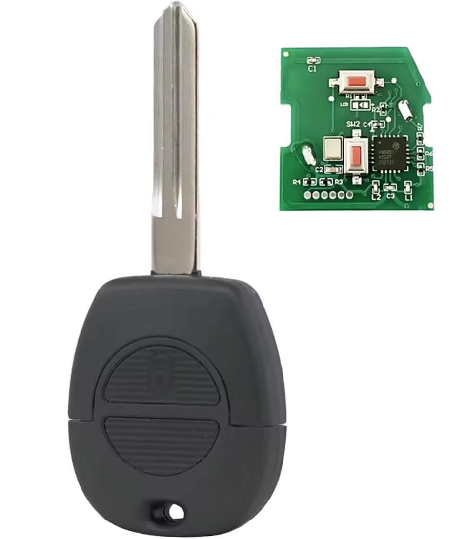 Cheie auto completa cu telecomanda Techstar compatibila cu Nissan Almera, Almera Tino, Micra, Navara, Primera, Serena, Terrano, Vanette, X-Trail, 2 butoane, 433 MHz, P/N 28268-8H700, lama A33