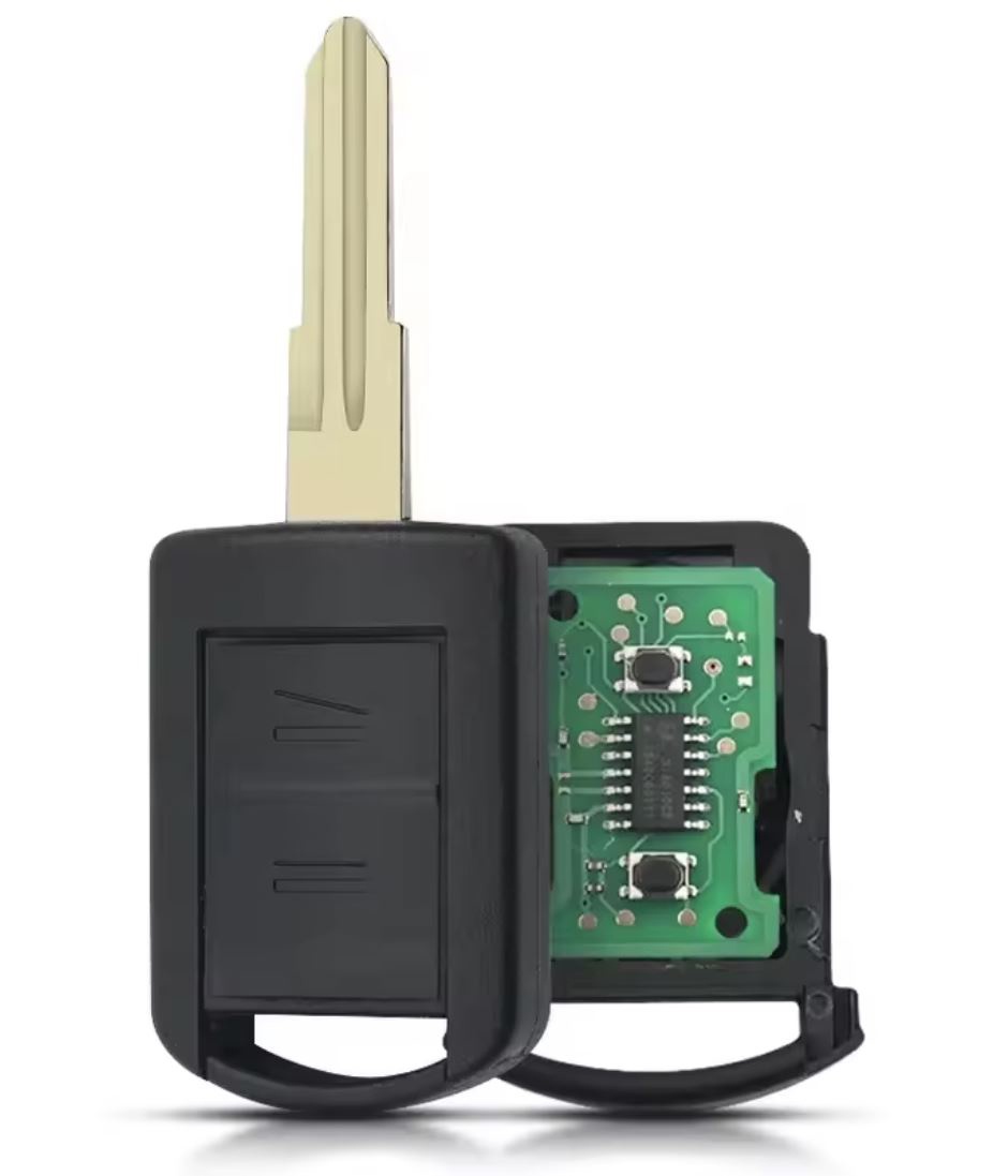 Cheie auto completa cu telecomanda Techstar compatibila cu Opel Corsa C, Combo, Meriva, Tigra, Vauxhall, 2 butoane, 433 MHz, 5WK48669, lama HU46