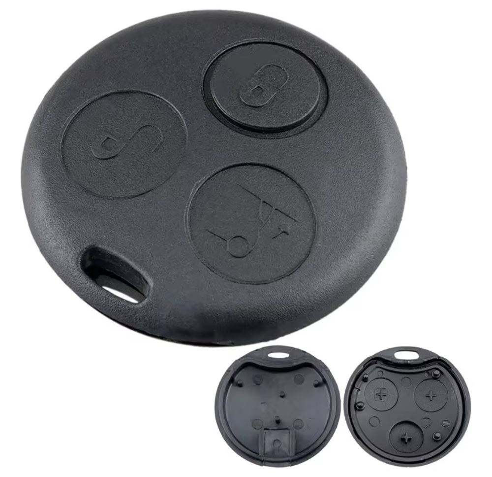 Carcasa cheie telecomanda Techstar compatibila Smart Fortwo 450/City-Coupe/Cabrio, Roadster, Forfour, 3 butoane, neagra
