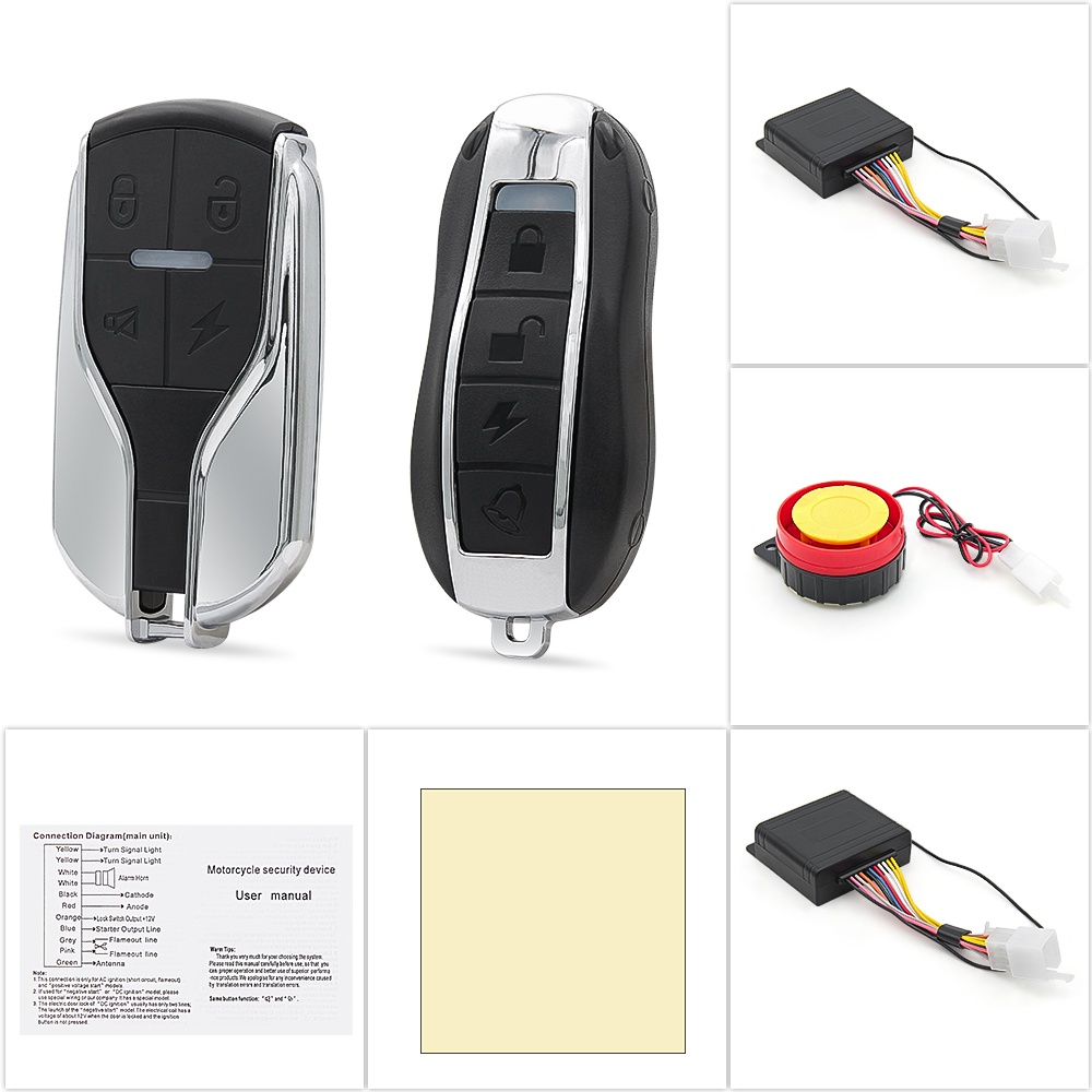 Alarma Antifurt Motocicleta Techstar 12V cu Telecomanda, Sirena 120-125dB, Senzor Vibratii, IP55, Acumulator 700mAh, USB-C, 315MHz