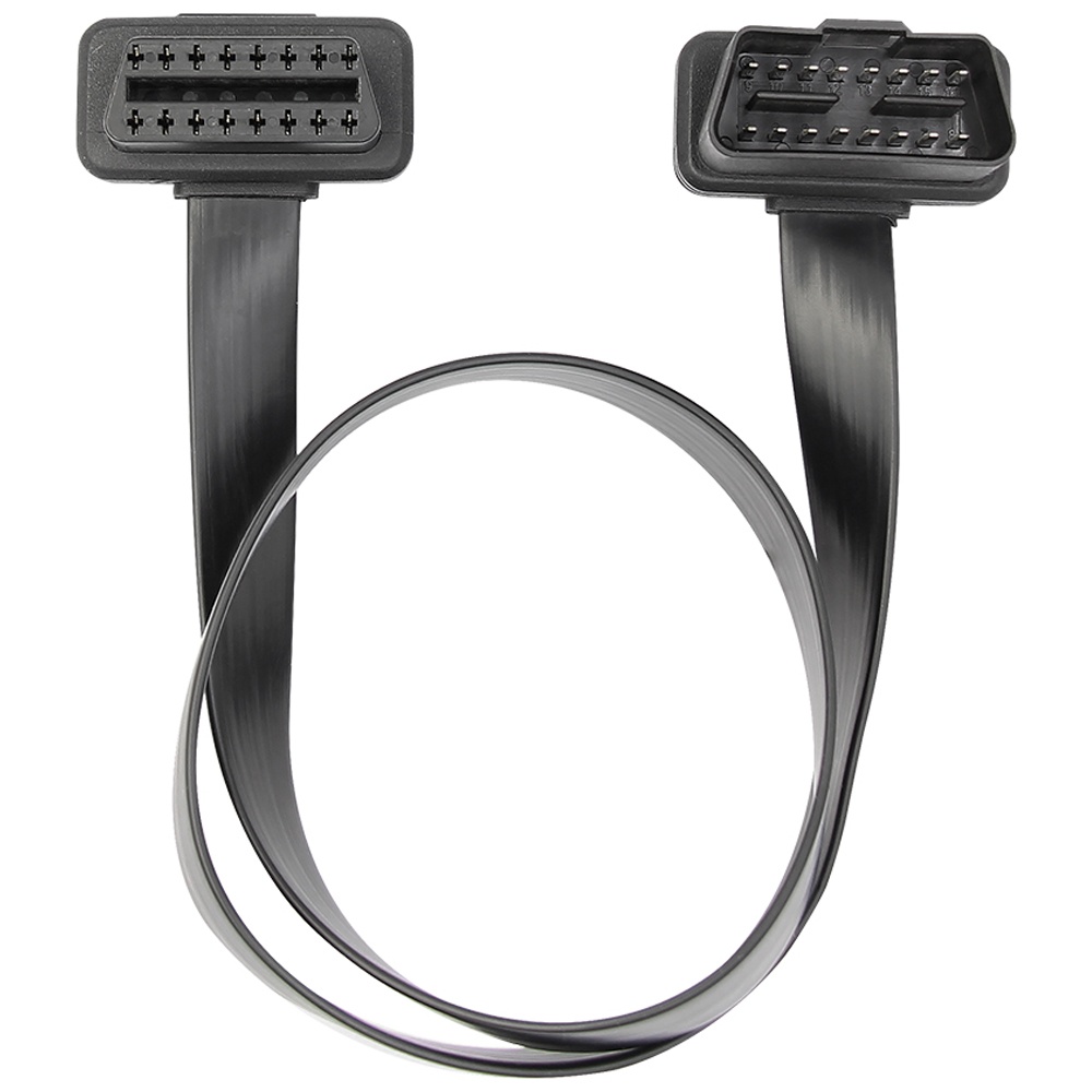 Cablu prelungitor OBD2 Techstar 16 pini Mama-Tata, 60 cm, panglica plata, J1962 Tip A 12V, cu trecere directa 1:1