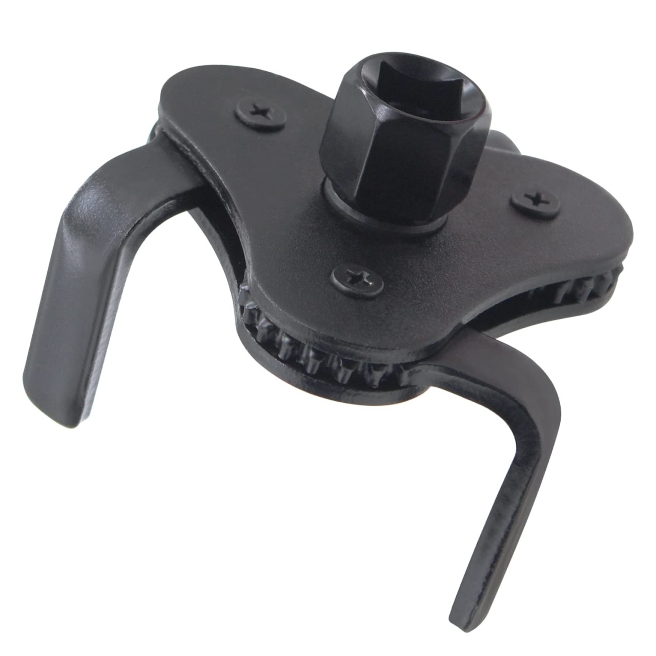 Cheie universala pentru filtru de ulei, 3 brate, Negru, reglabila 55–108 mm, functionare in ambele sensuri, antrenare dubla 1/2" si 3/8", otel calit – pentru autoturisme, SUV, camionete, tractoare