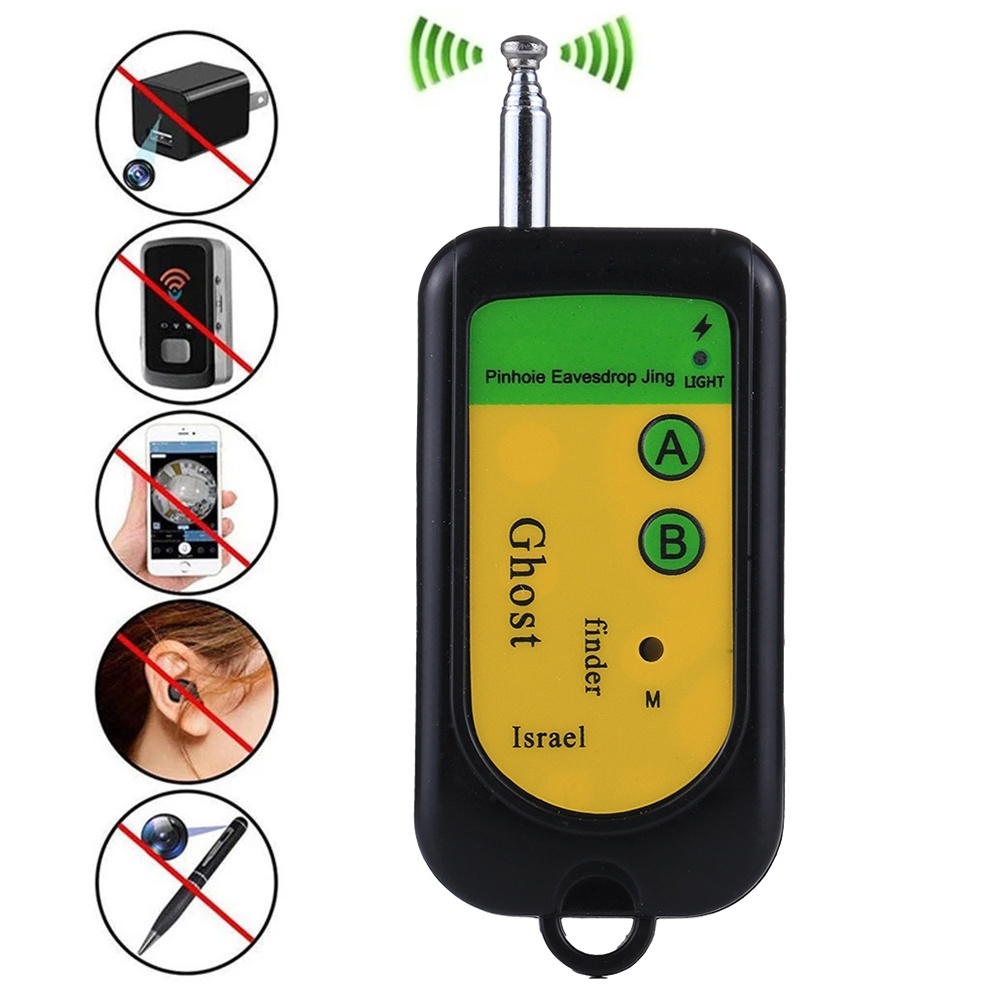 Detector semnal RF Techstar, 100-2400MHz, raza pana la 10m, pentru camere wireless, microfoane si transmitatoare, antena telescopica, mod cautare lunga/scurta distanta, portabil, negru