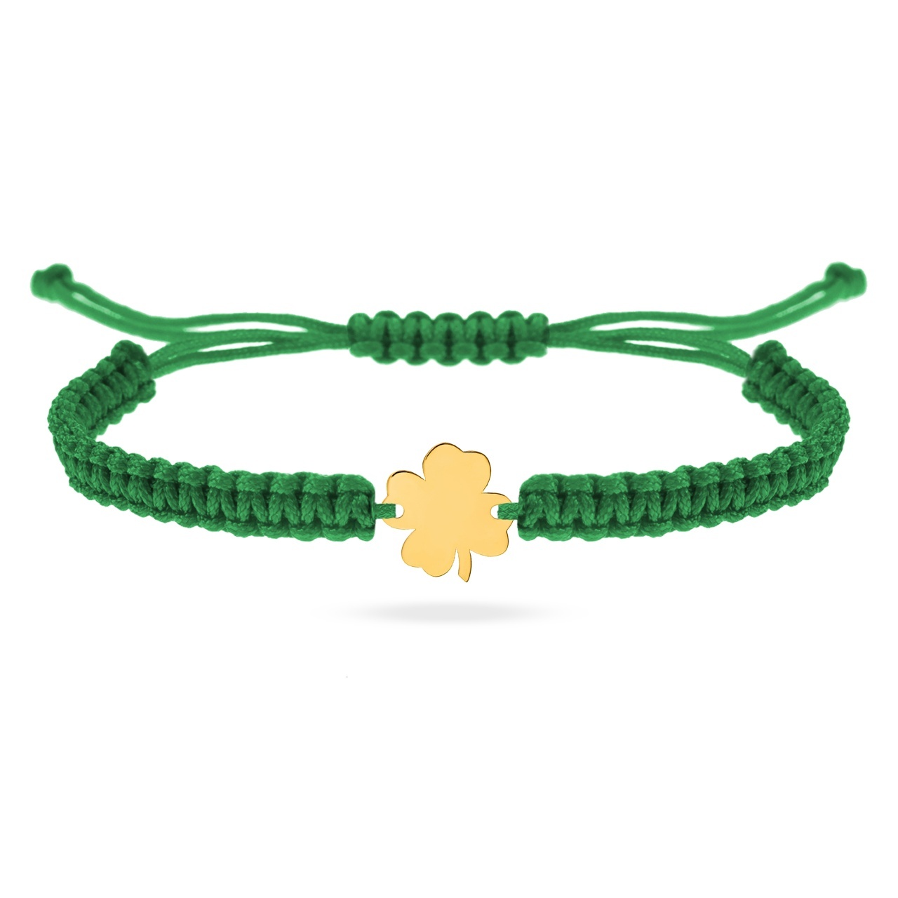 Bratara cu snur si trifoi personalizabil din aur 14k