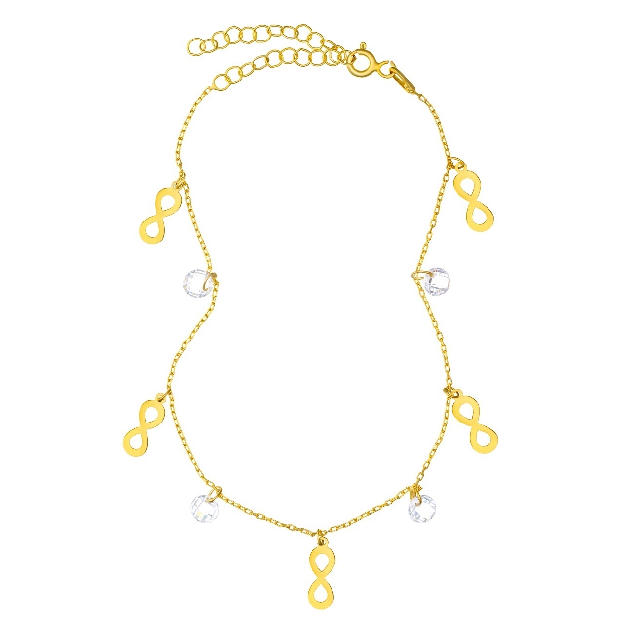 Bratara Infinit Crystal cu charmuri din Argint 925 pentru picior