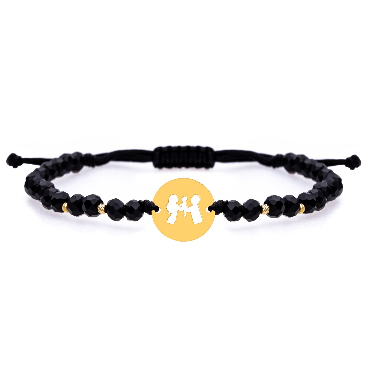 Bratara snur si disc decupat Happy Family din aur 14k