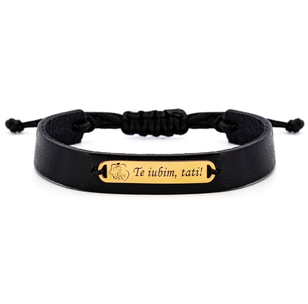 Bratara Te iubim tati din AUR 14K si Piele Naturală
