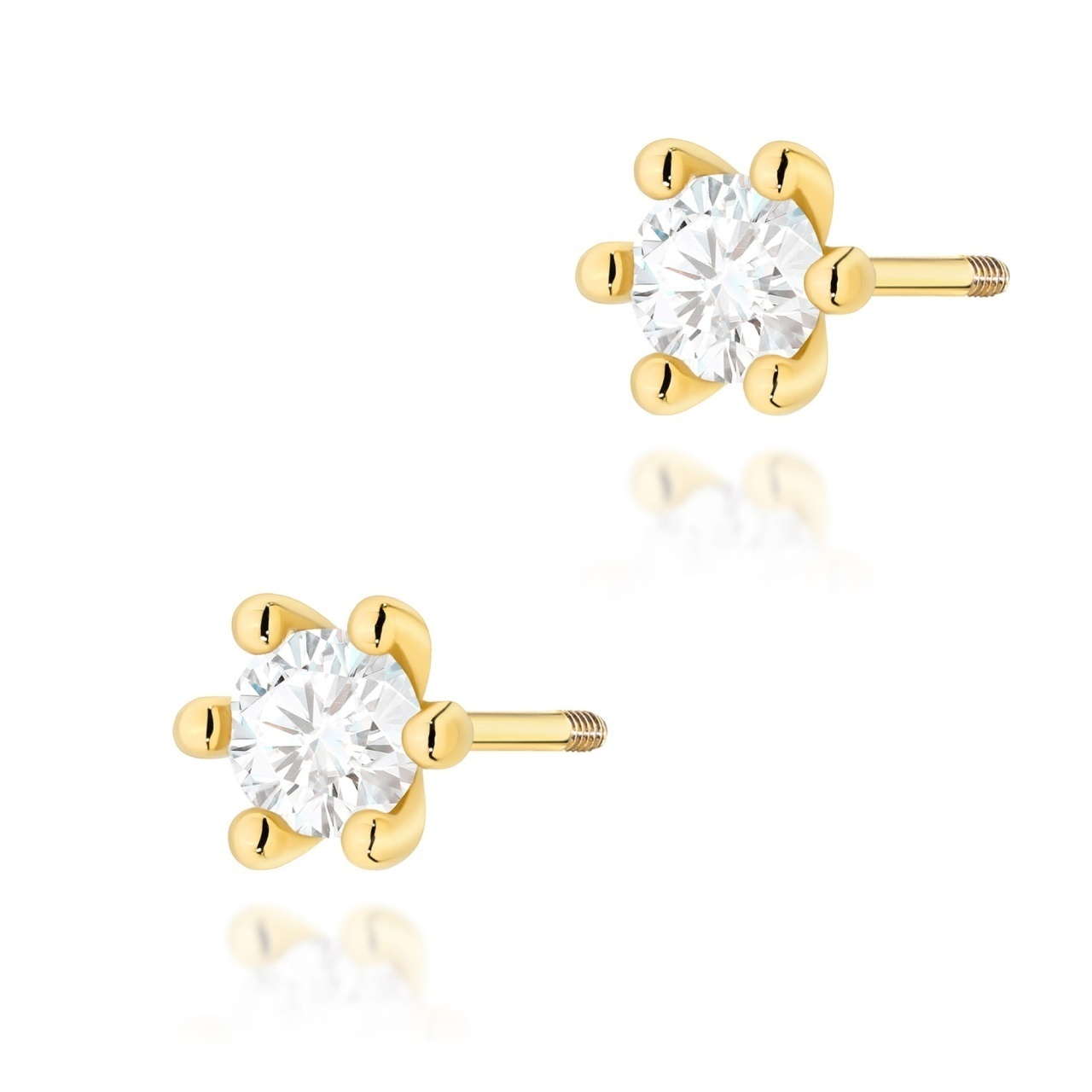 Cercei Aur 14K cu Diamant de Laborator 0.30 ct Filet cu Protectie