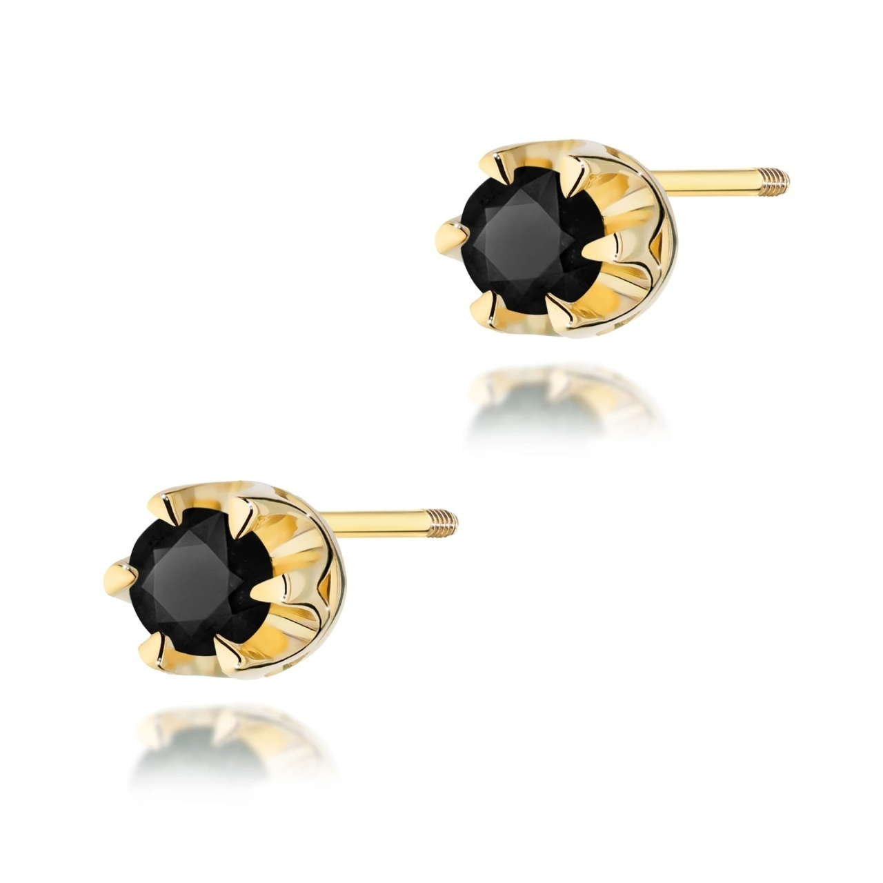 Cercei Aur 14K cu Diamant Natural Negru 0.12 ct Filet cu Protectie