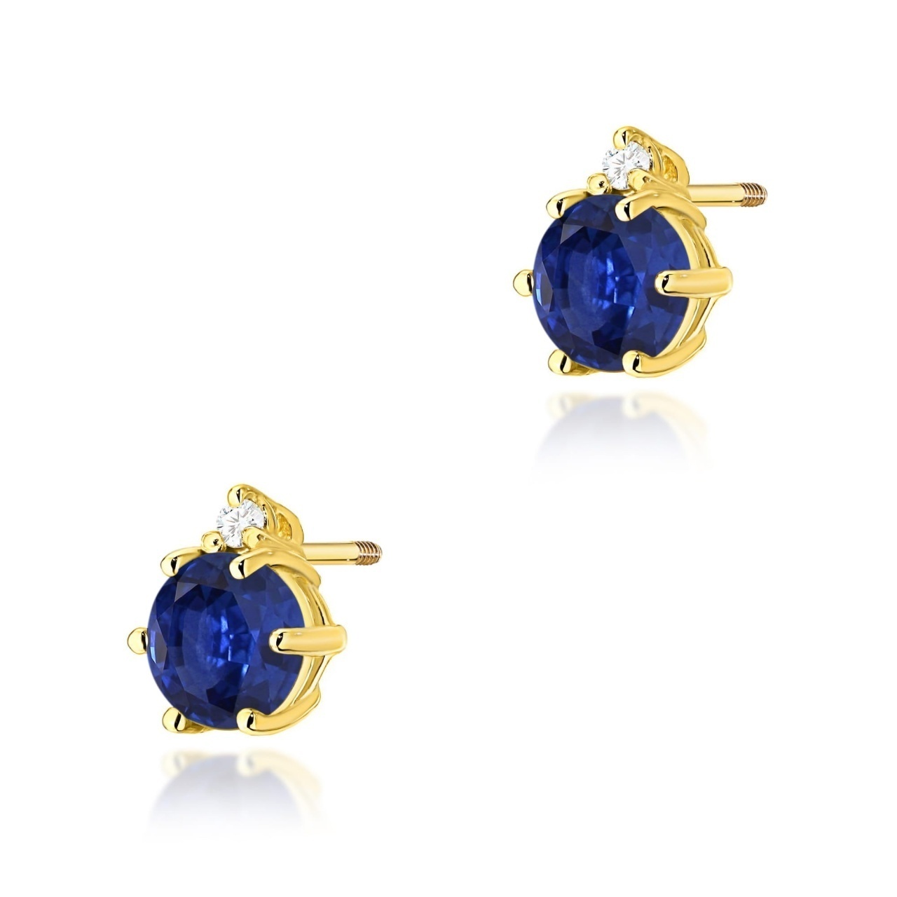 Cercei Aur 14K cu Safir 0.50 ct si Diamante Naturale 0.03 ct Filet cu Protectie