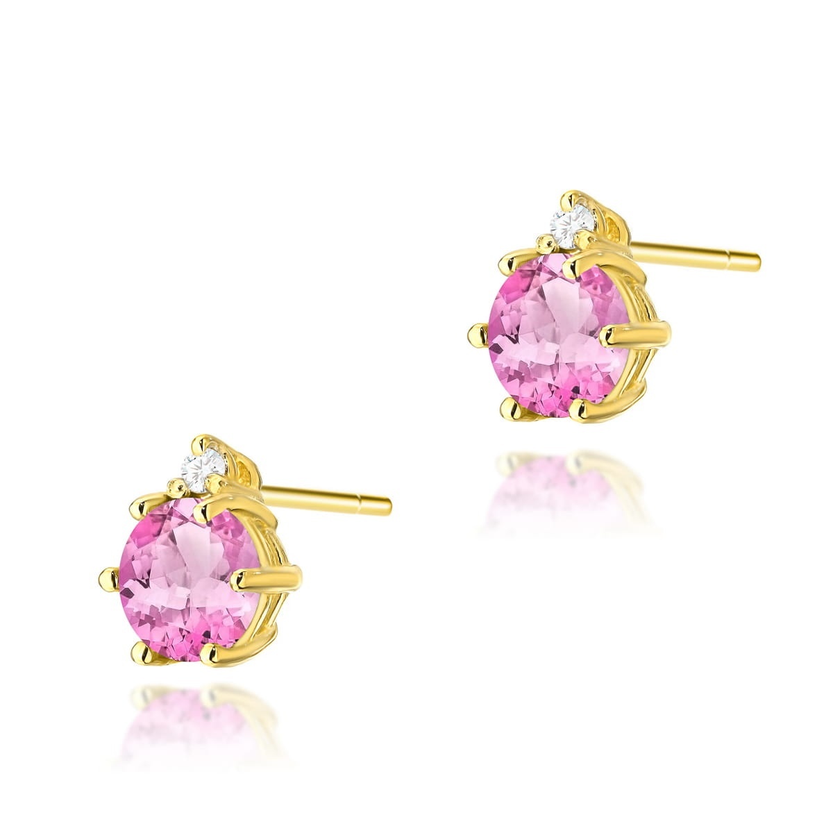 Cercei Aur 14K cu Topaz Roz 0.60 ct si Diamante Naturale 0.03 ct
