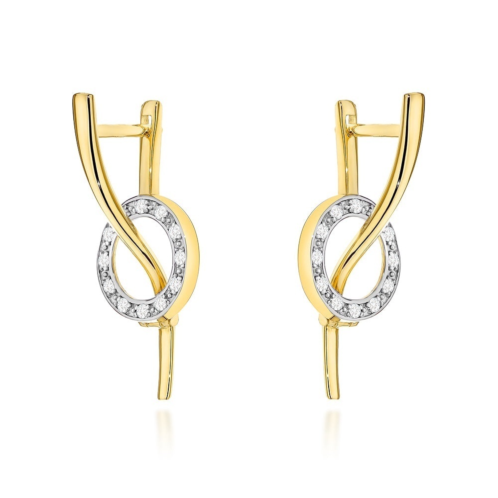 Cercei Aur 14K Valuri și Cerculețe cu Zirconiu – Eleganță Atemporală