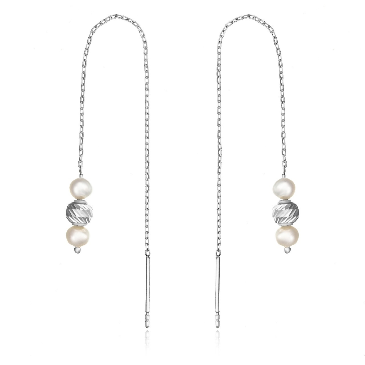 Cercei Long Pearls din Argint 925 cu lănțișor