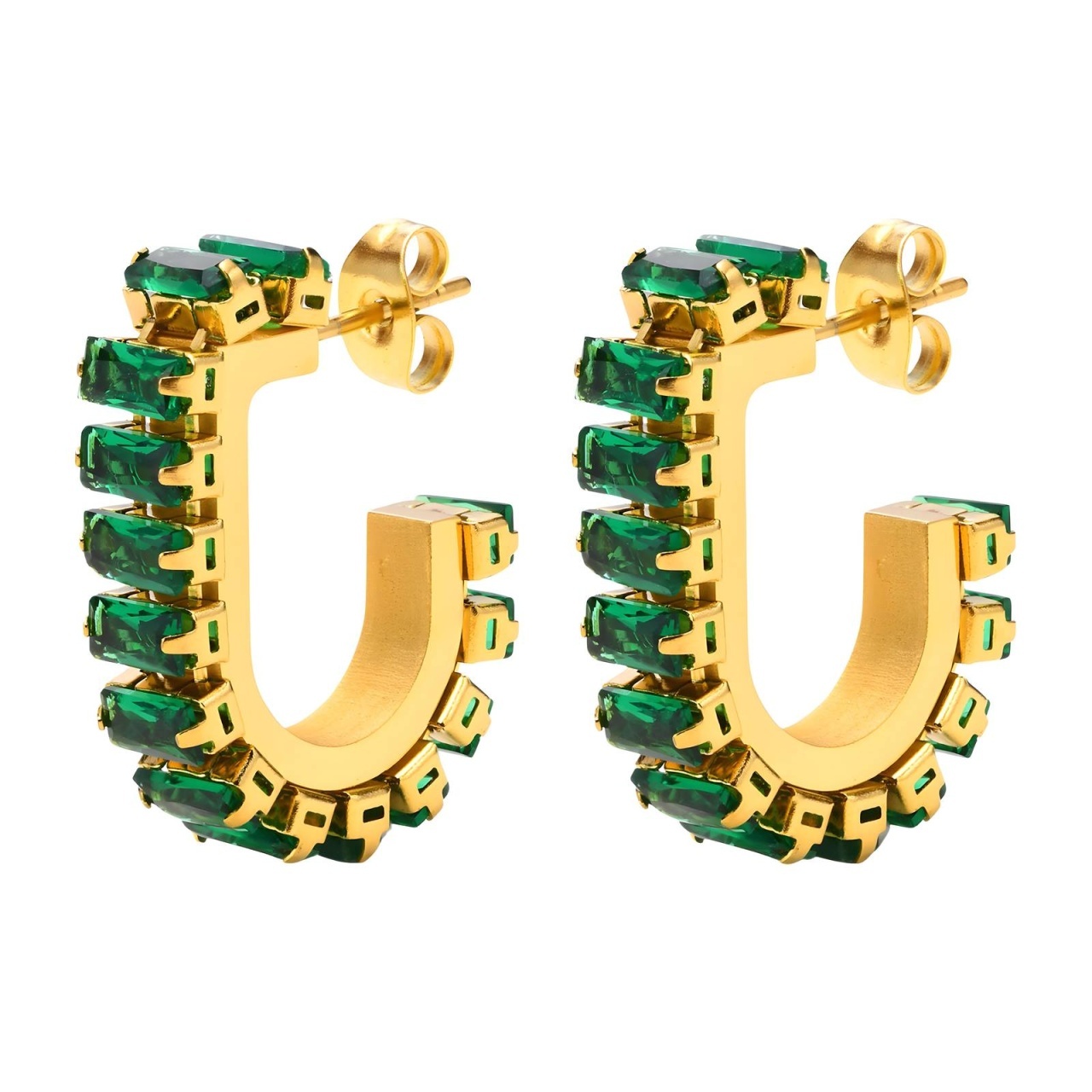 Cercei Suprema Green din Inox placat cu AUR