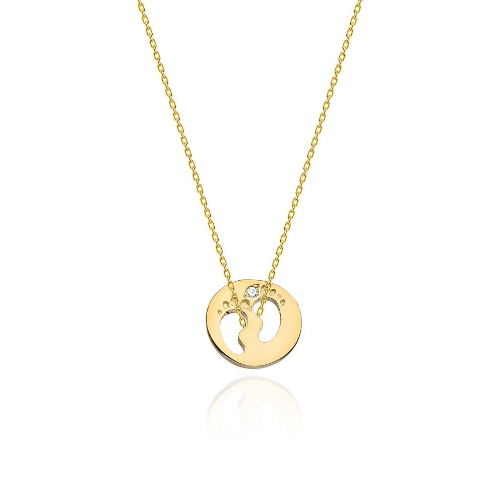 Colier Aur 14K cu Diamant Natural 0.01 ct