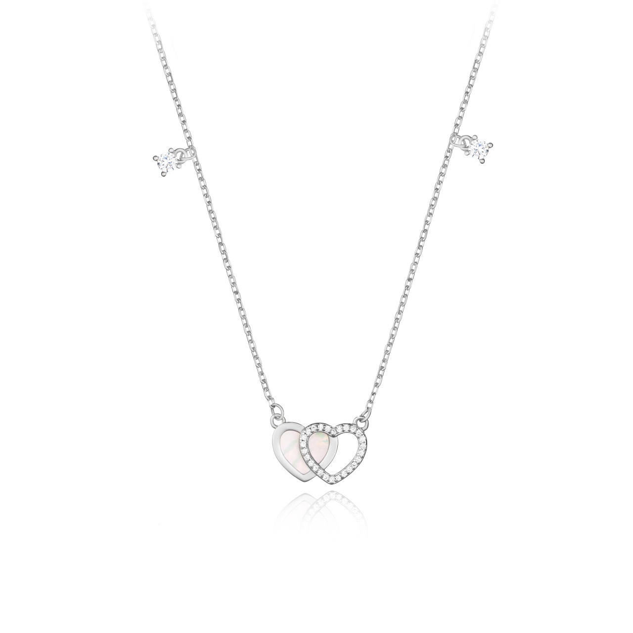 Colier din argint 925 cu cristale Double Hearts