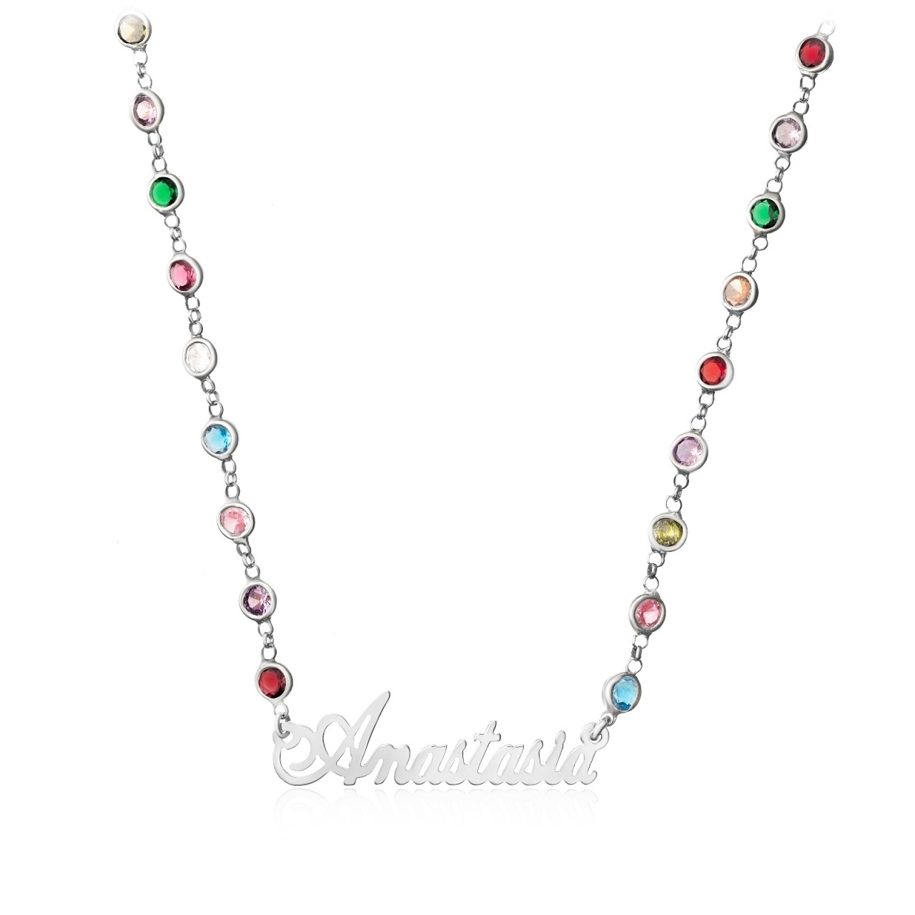 Colier Rainbow cu orice nume din Argint 925