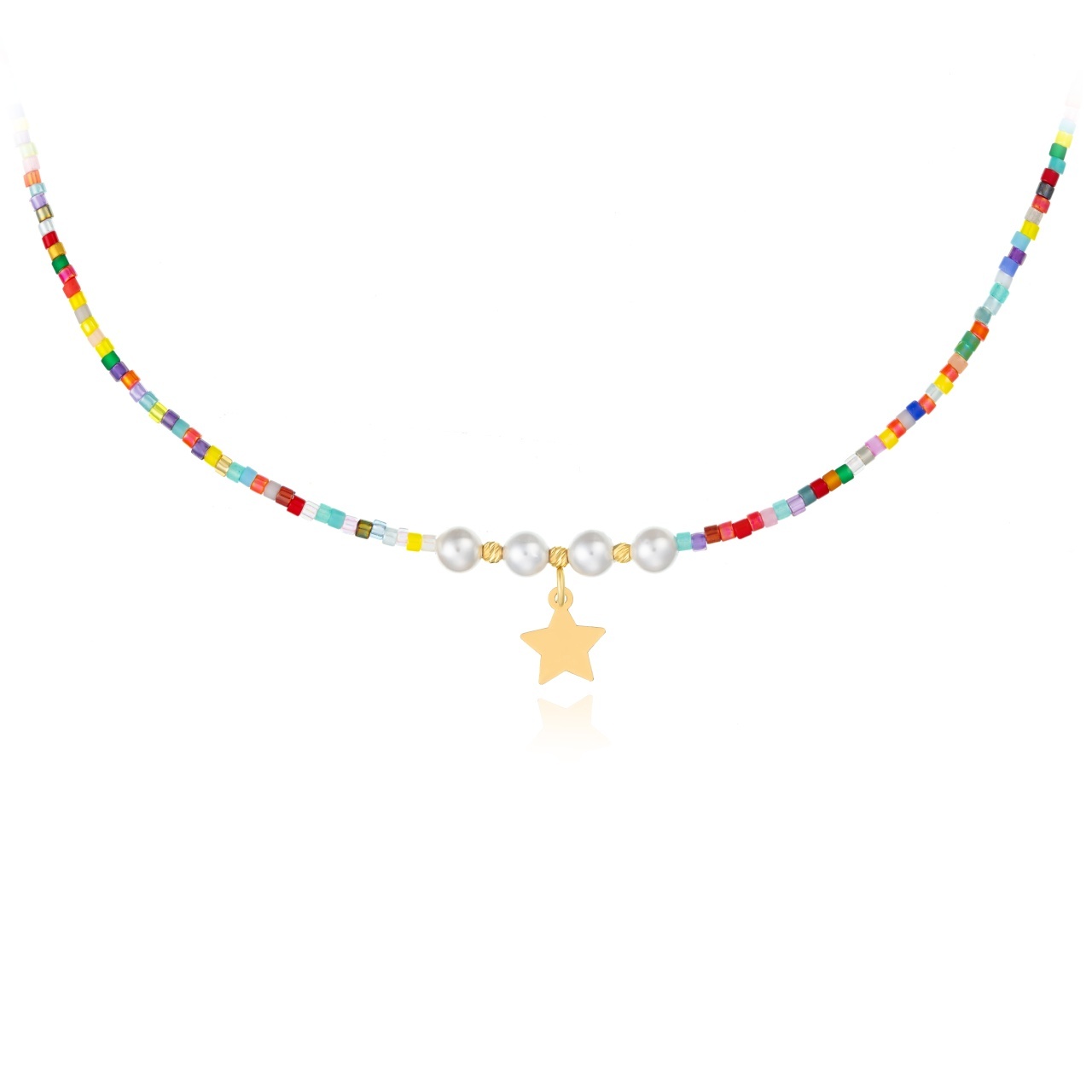 Colier Star cu Miyuki si pandantiv din AUR 14K