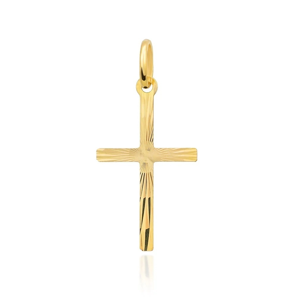 Cruciuliță Aur 14K Diamentată Pe O Singură Parte