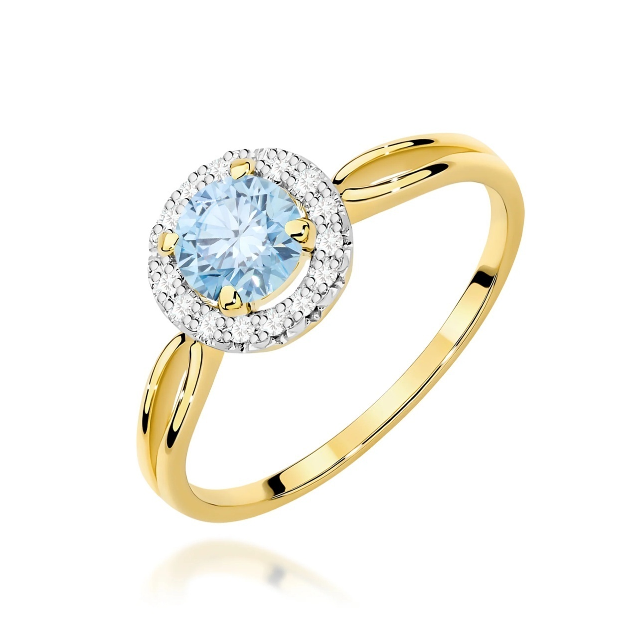 Inel Aur 14K cu Diamante Albastre de Laborator 0.58 ct