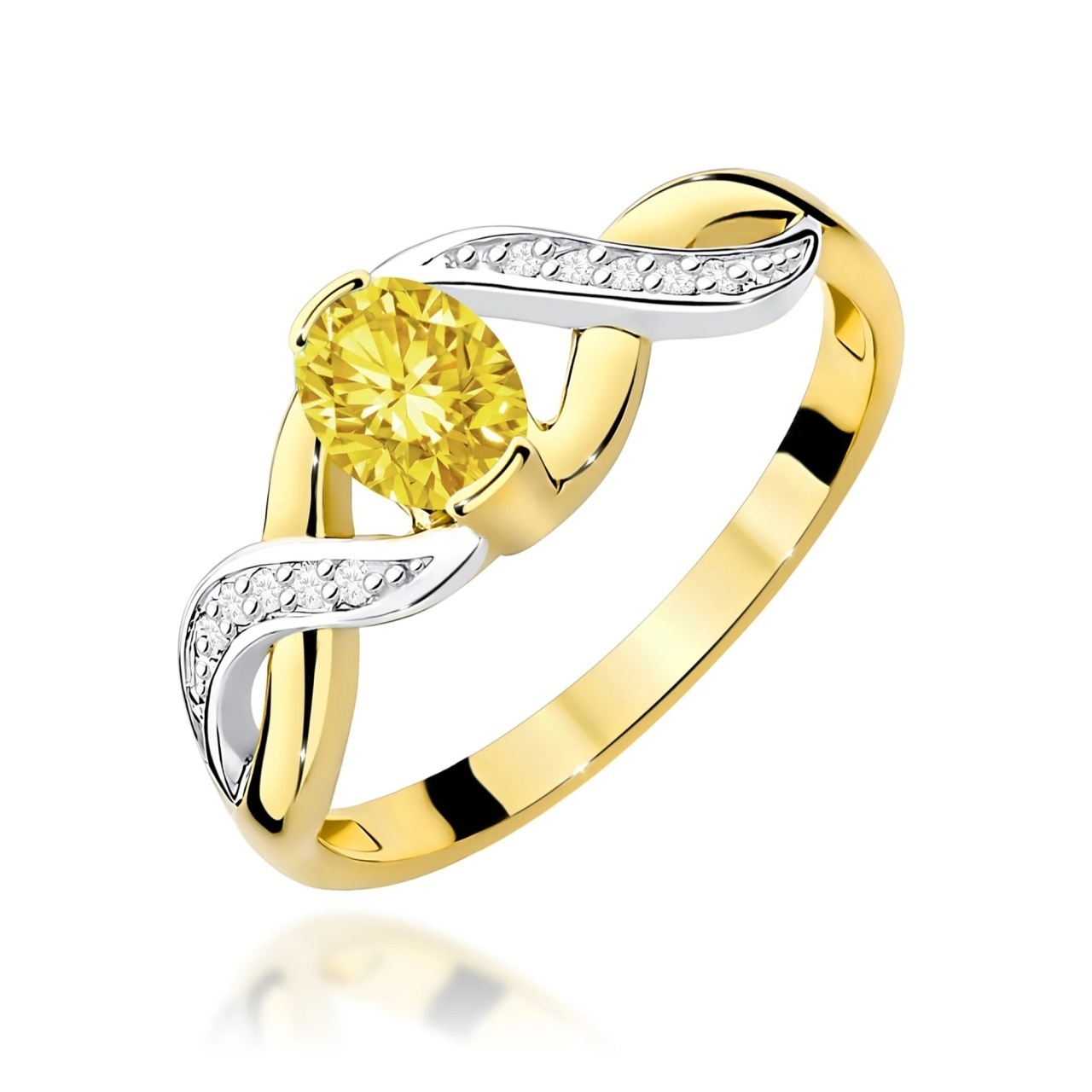 Inel Aur 14K cu Diamante Galbene de Laborator 0.55 ct