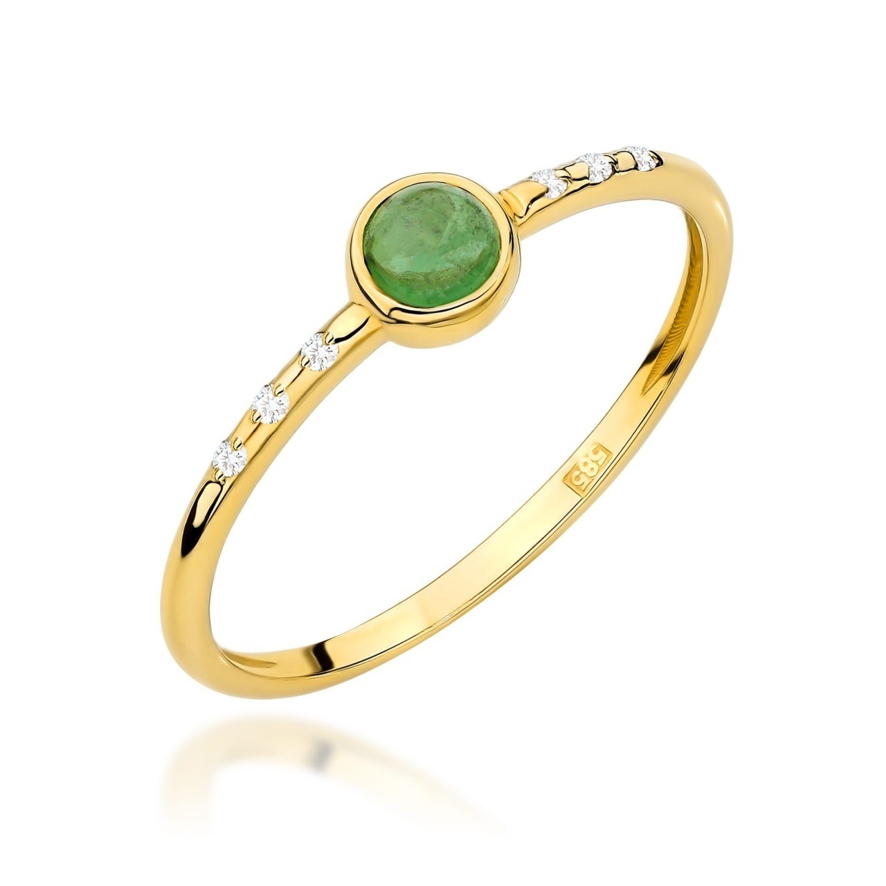 Inel Aur 9K cu Green Tourmaline 0.30 ct si Diamante Naturale 0.03 ct