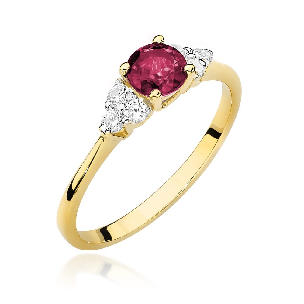 Inel Aur 9K cu Rubin 0.60 ct si Diamante Naturale 0.18 ct