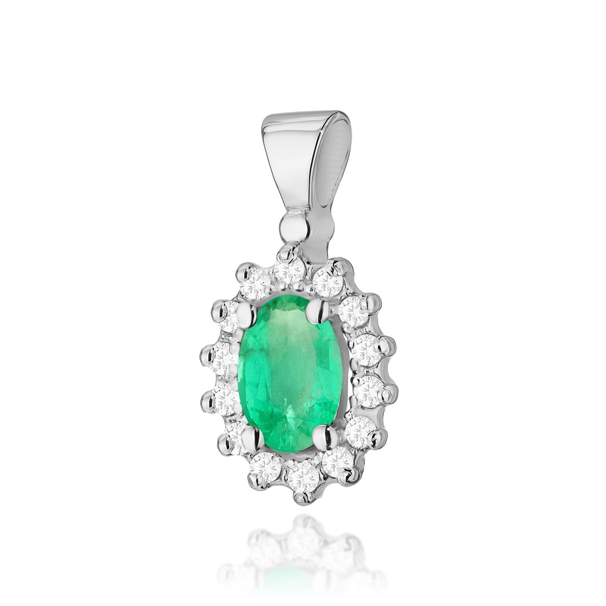 Pandantiv Aur 14K cu Smarald 0.40 ct si Diamante Naturale 0.12 ct