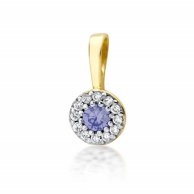 Pandantiv Aur 14K cu Tanzanit 0.15 ct si Diamante Naturale 0.10 ct
