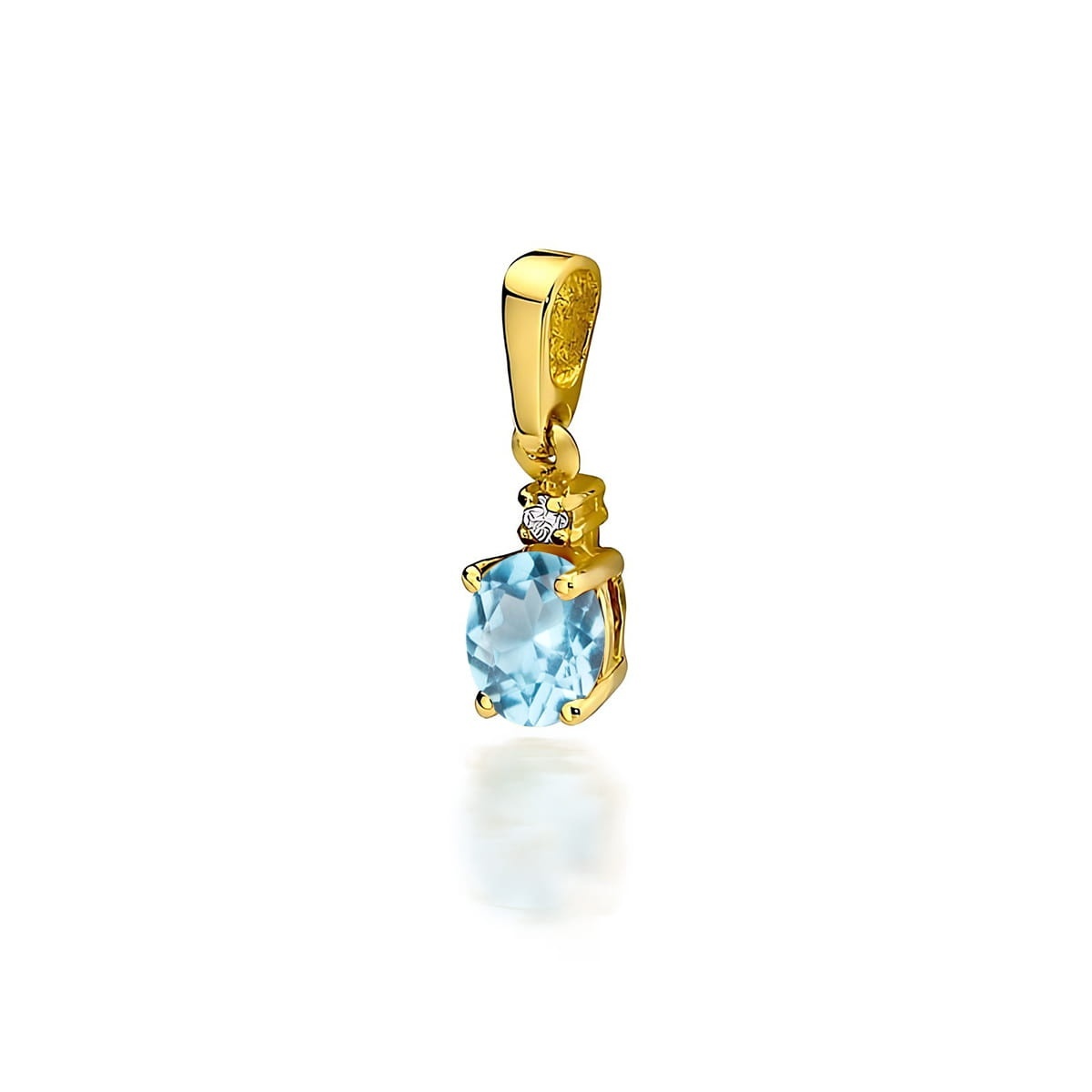 Pandantiv Aur 14K cu Topaz Swiss 0.50 ct si Diamant Natural 0.01 ct