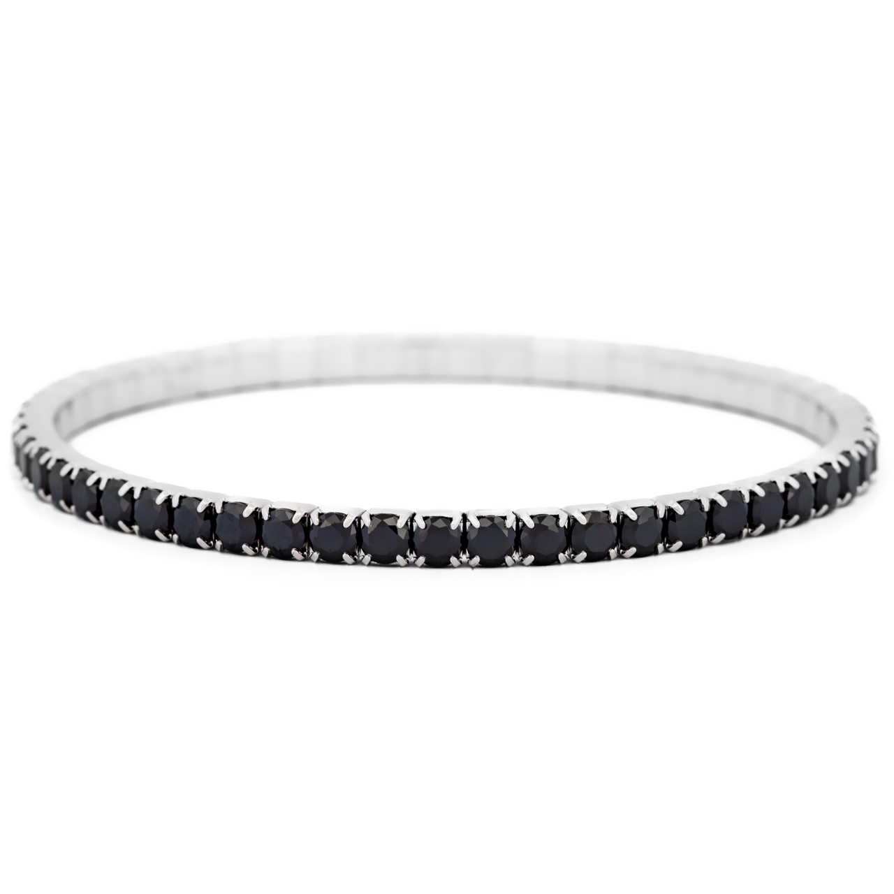 Bratara Tennis Elastica din argint 925 Black Crystal