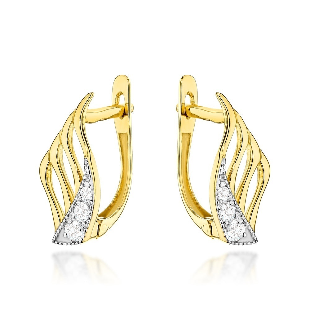 Cercei Aur 14K Aripi Delicate cu Zirconiu