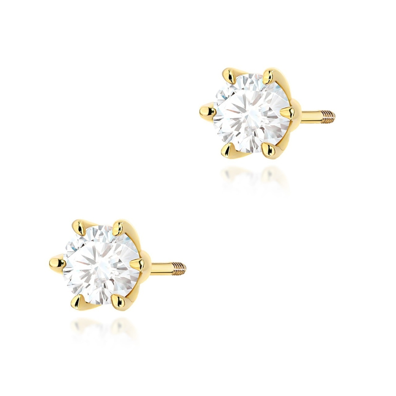 Cercei Aur 14K cu Diamant de Laborator 0.50 ct Filet cu Protectie