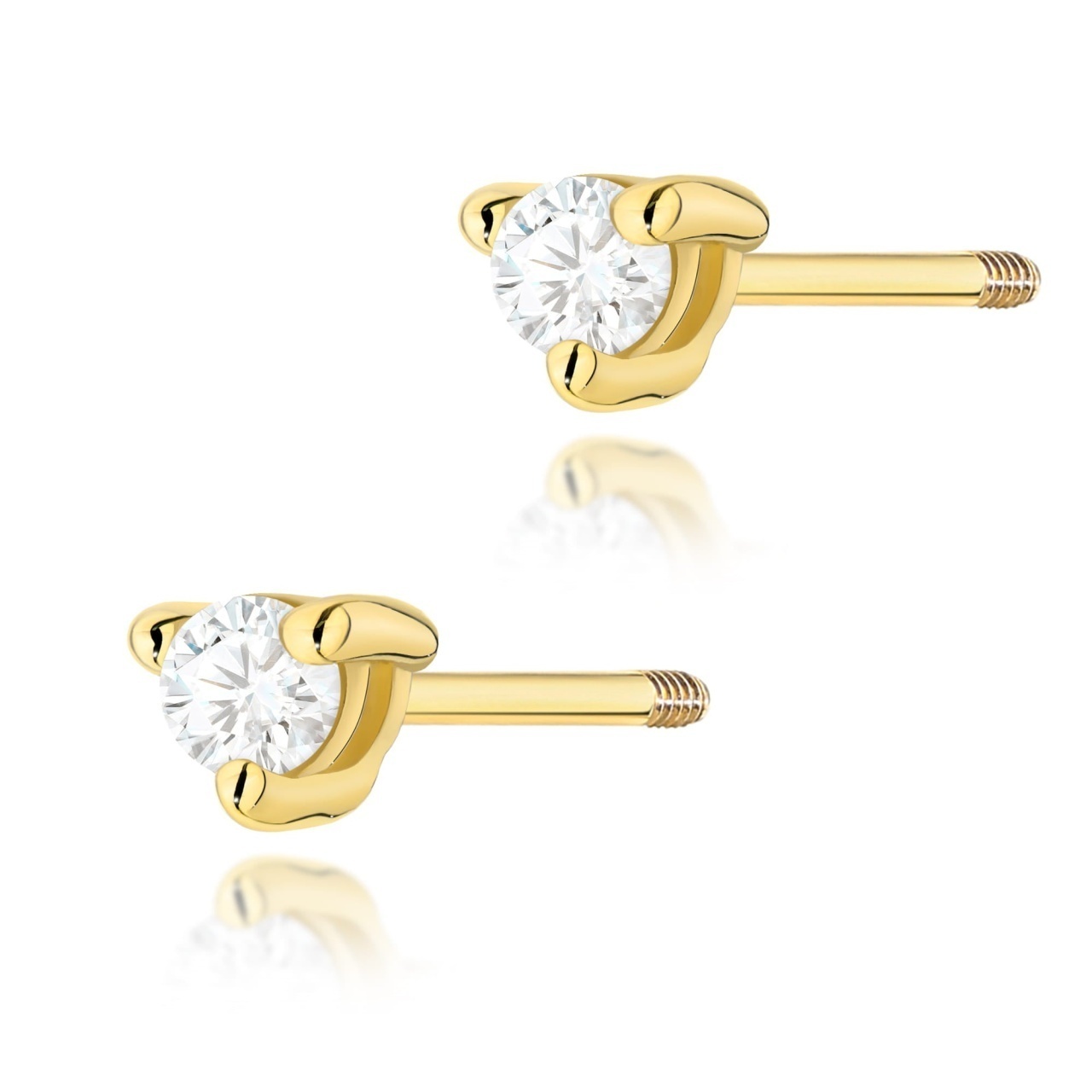Cercei Aur 14K cu Diamant Natural 0.04 ct Filet cu Protectie