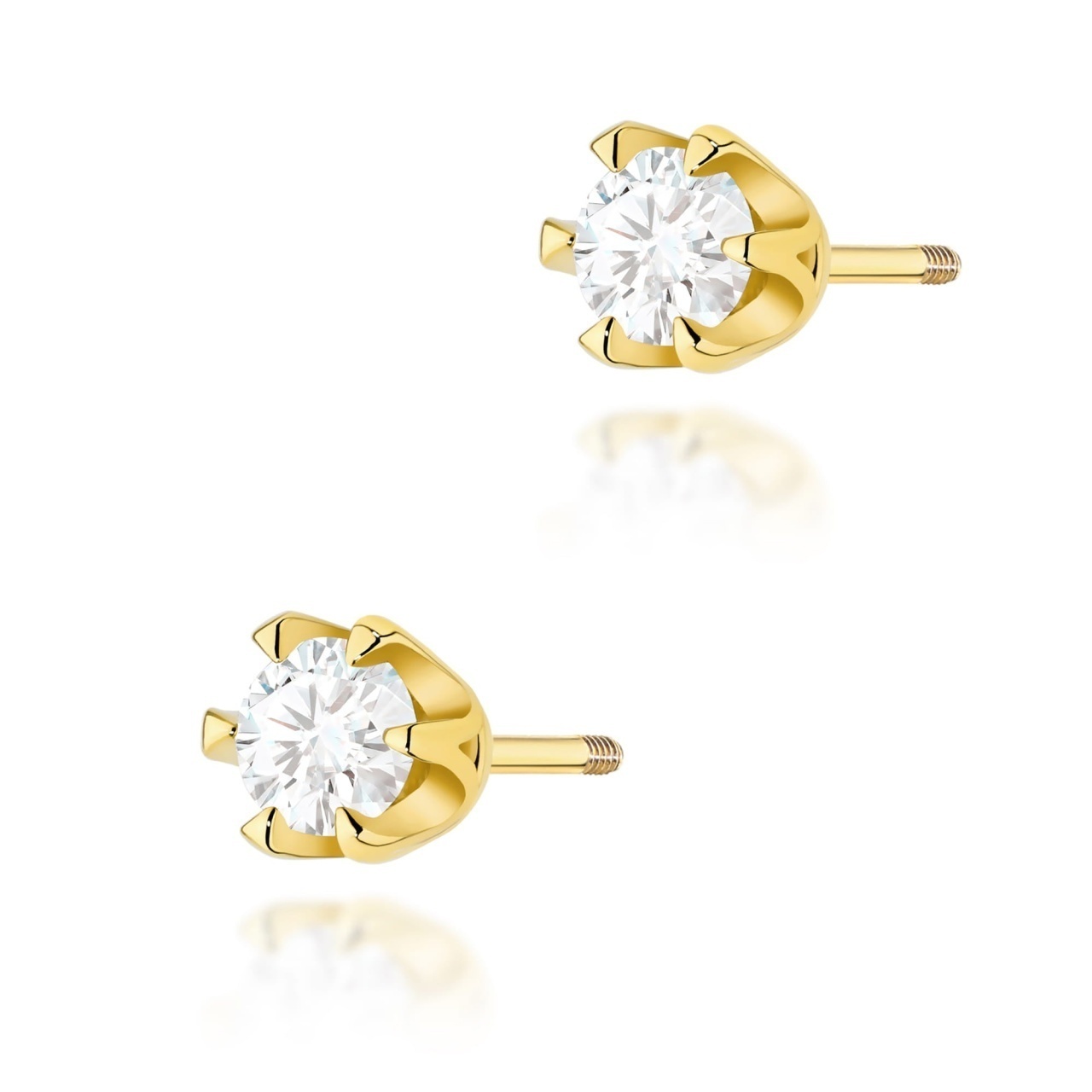 Cercei Aur 14K cu Diamant Natural 0.25 ct Filet cu Protectie