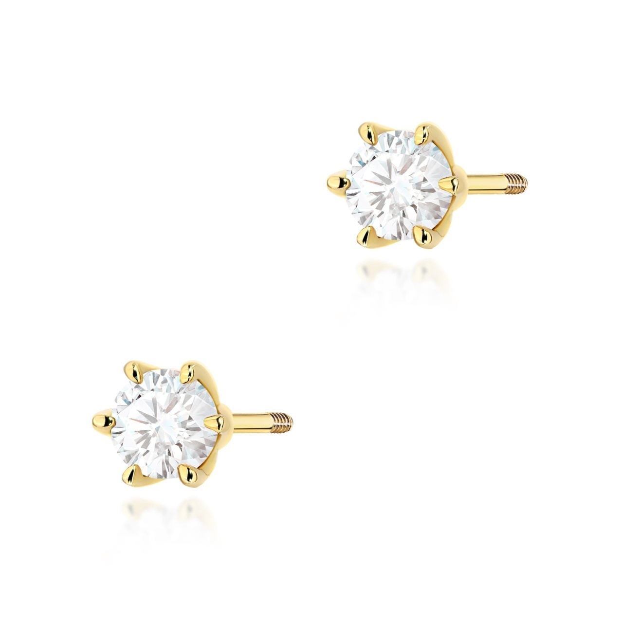 Cercei Aur 14K cu Diamant Natural 0.30 ct Filet cu Protectie