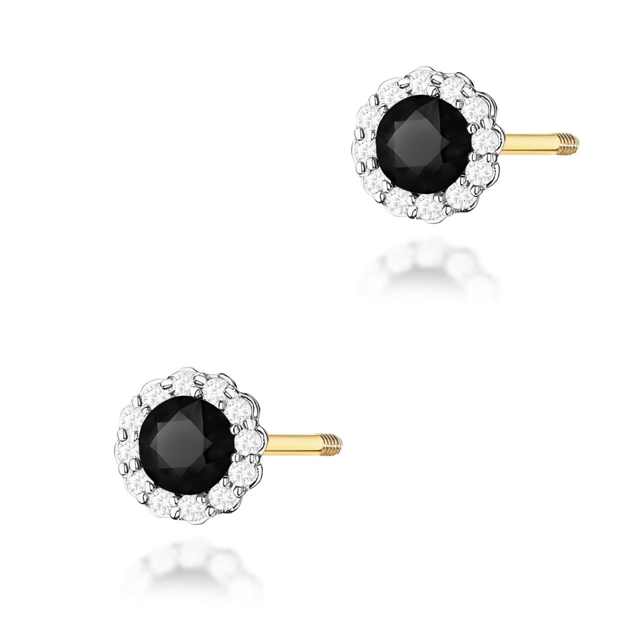 Cercei Aur 14K cu Diamante Naturale Albe si Negre 0.71 ct Filet cu Protectie
