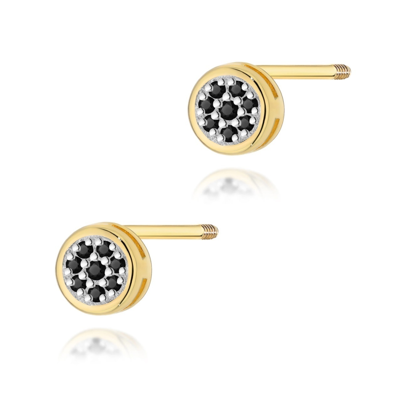 Cercei Aur 14K cu Diamante Naturale Negre 0.08 ct Filet cu Protectie