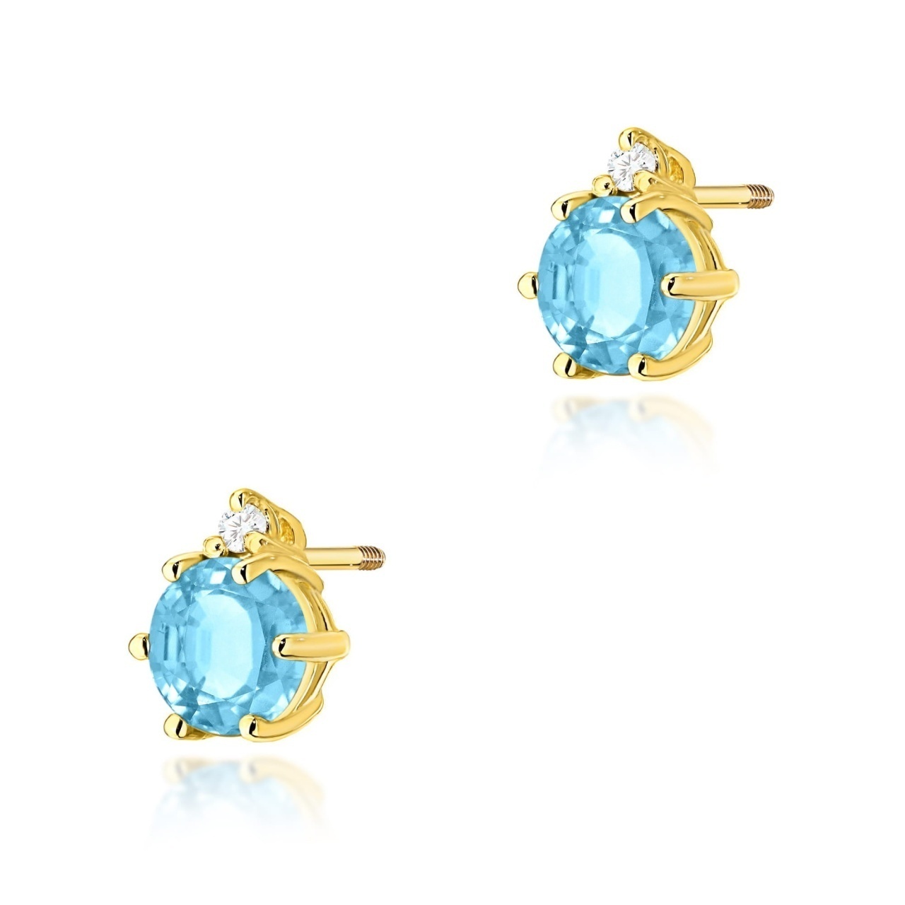 Cercei Aur 14K cu Topaz Swiss 0.50 ct si Diamante Naturale 0.03 ct Filet cu Protectie